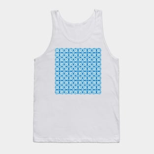 Ethnic Pattern Blue and White Medieval Irish Celtic Tiles Tank Top